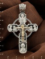 Крест из серебра 925 пробы и золота 585 пробы