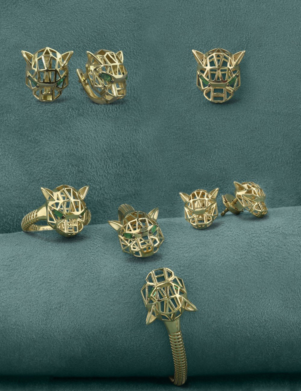 Серьги из лимонного золота 585 пробы c изумрудом